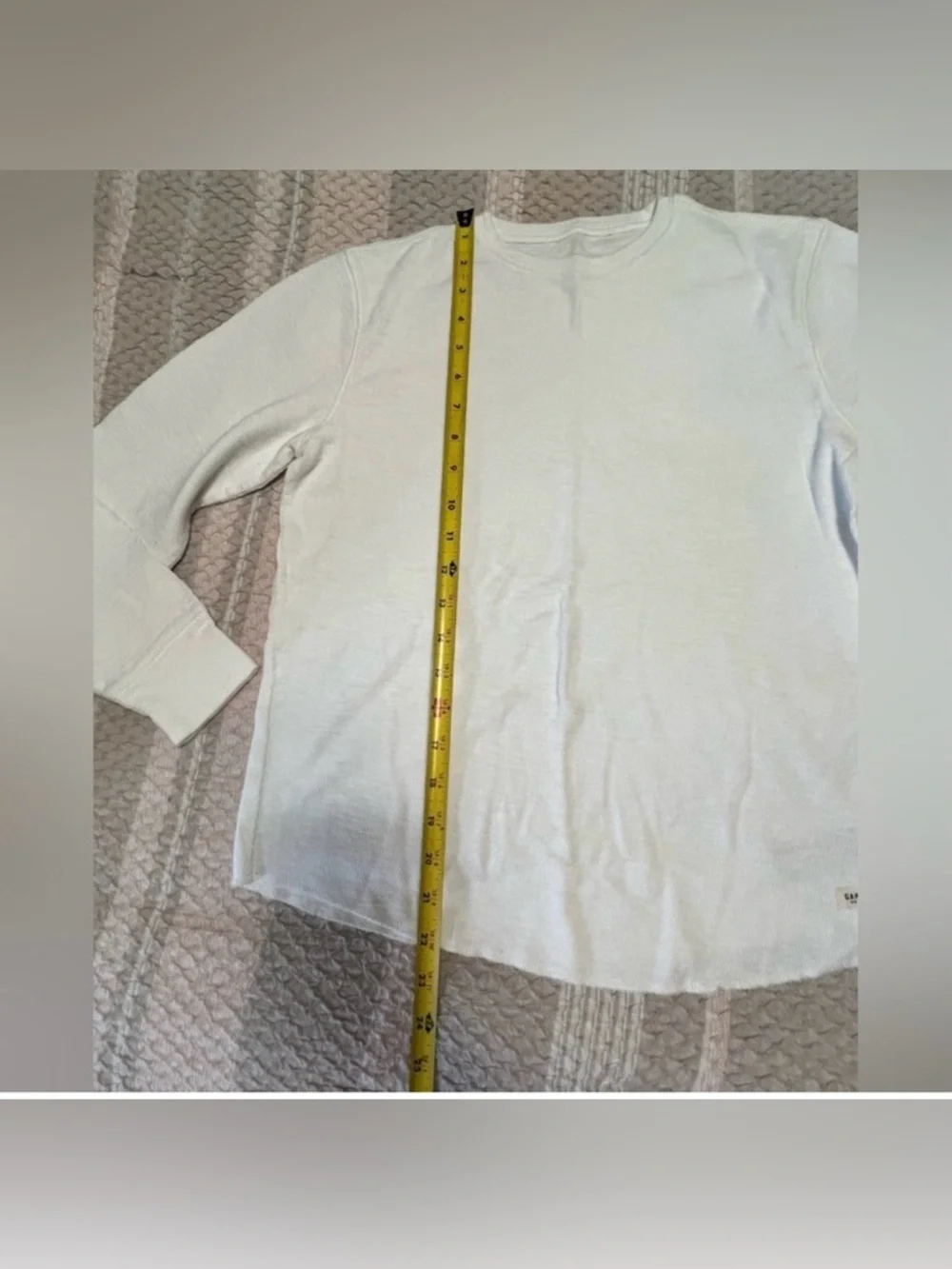GAP White Crewneck Waffle Thermal Pullover Boy
